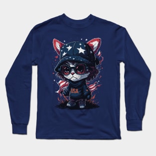 Patriotic Cat Long Sleeve T-Shirt